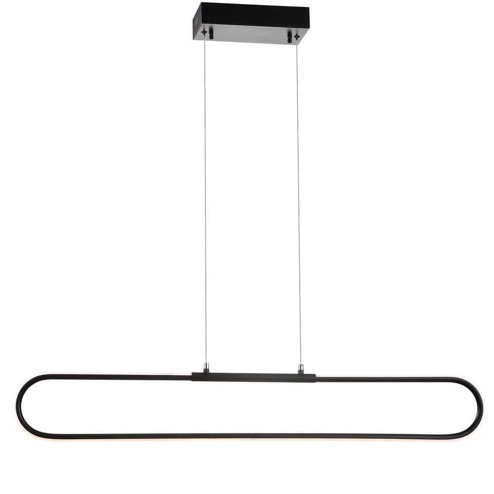 Ned 39" Dimmable Adjustable Integrated LED Metal Linear Pendant, Black