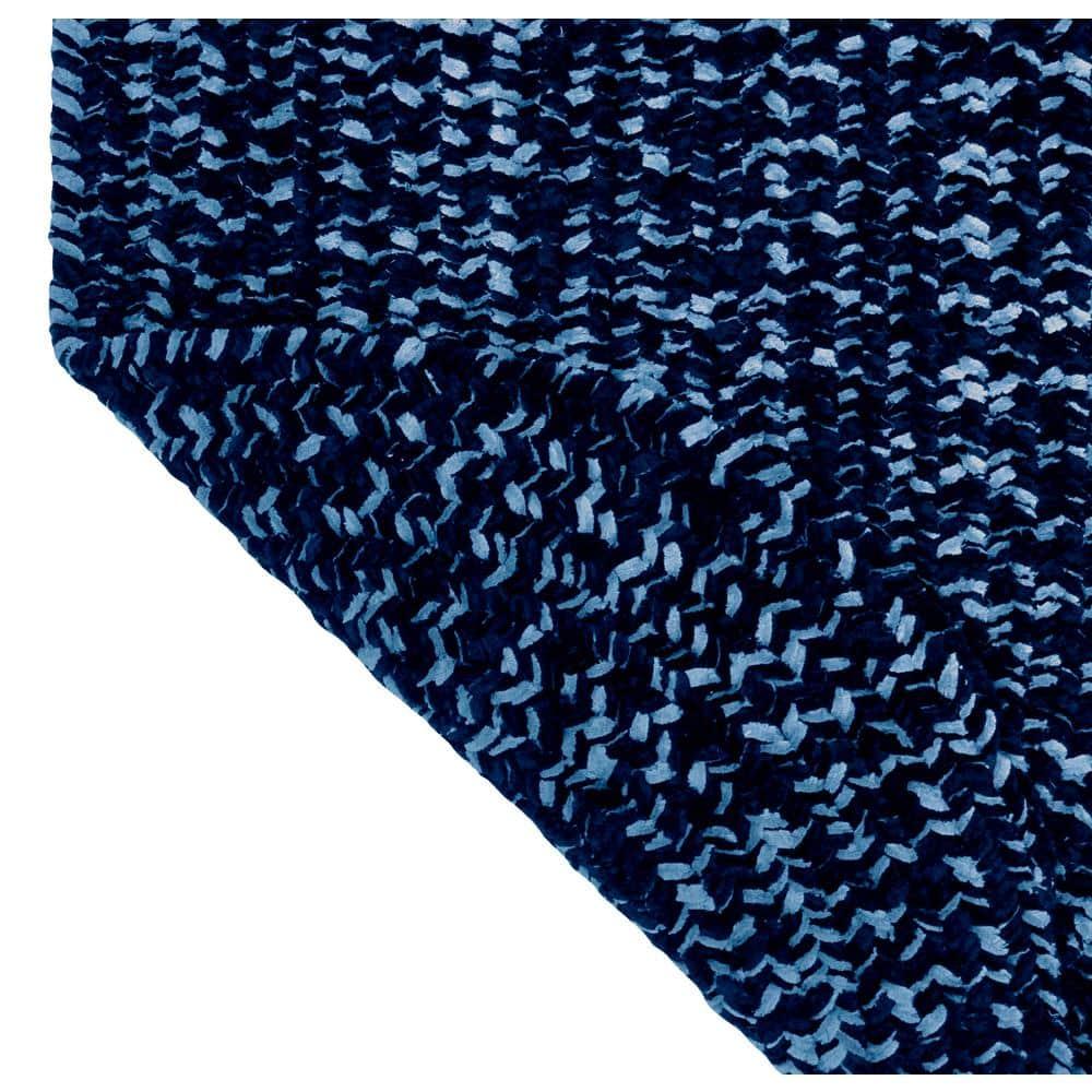 30" x 50" Chenille Tweed Collection Navy & Smoke Blue Reversible Indoor Area Utility Oval Rug - Better Trends