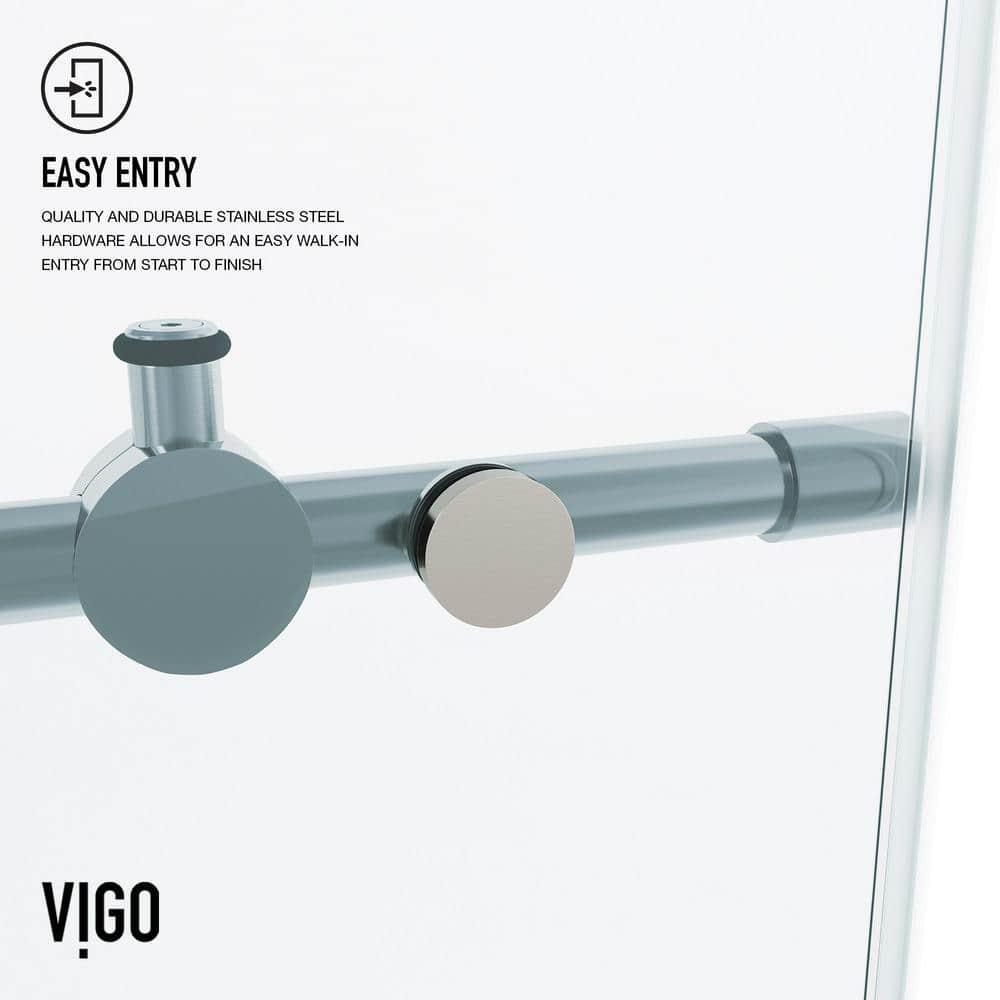 Elan 56-60" W x 74" H Sliding Frameless Shower Door with 3/8" Clear Glass