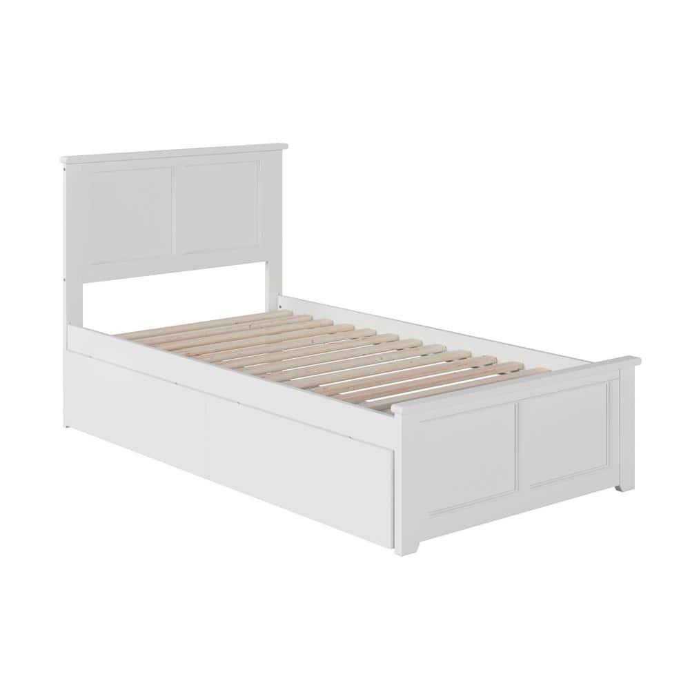 Madison White Twin XL Platform Bed with Matching Foot Board with 2-Urban Bed Drawers