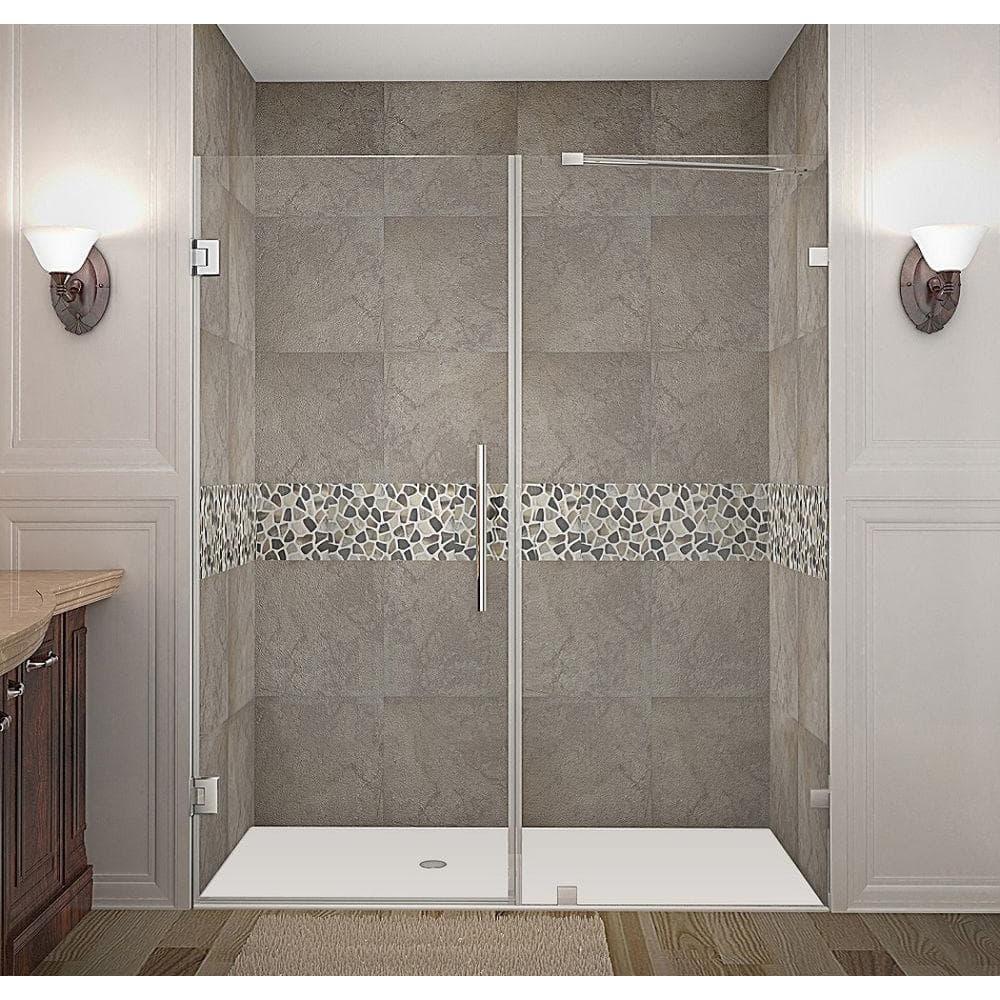 Aston Nautis 72" H Hinged Frameless Shower Door SDR985-SS-65-10