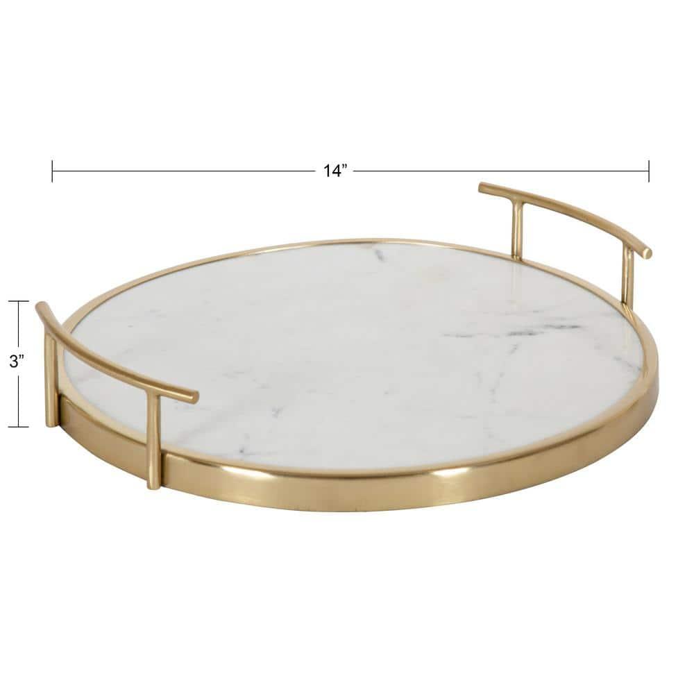 Kate and Laurel Marbury Tray, 14" Diameter, Gold