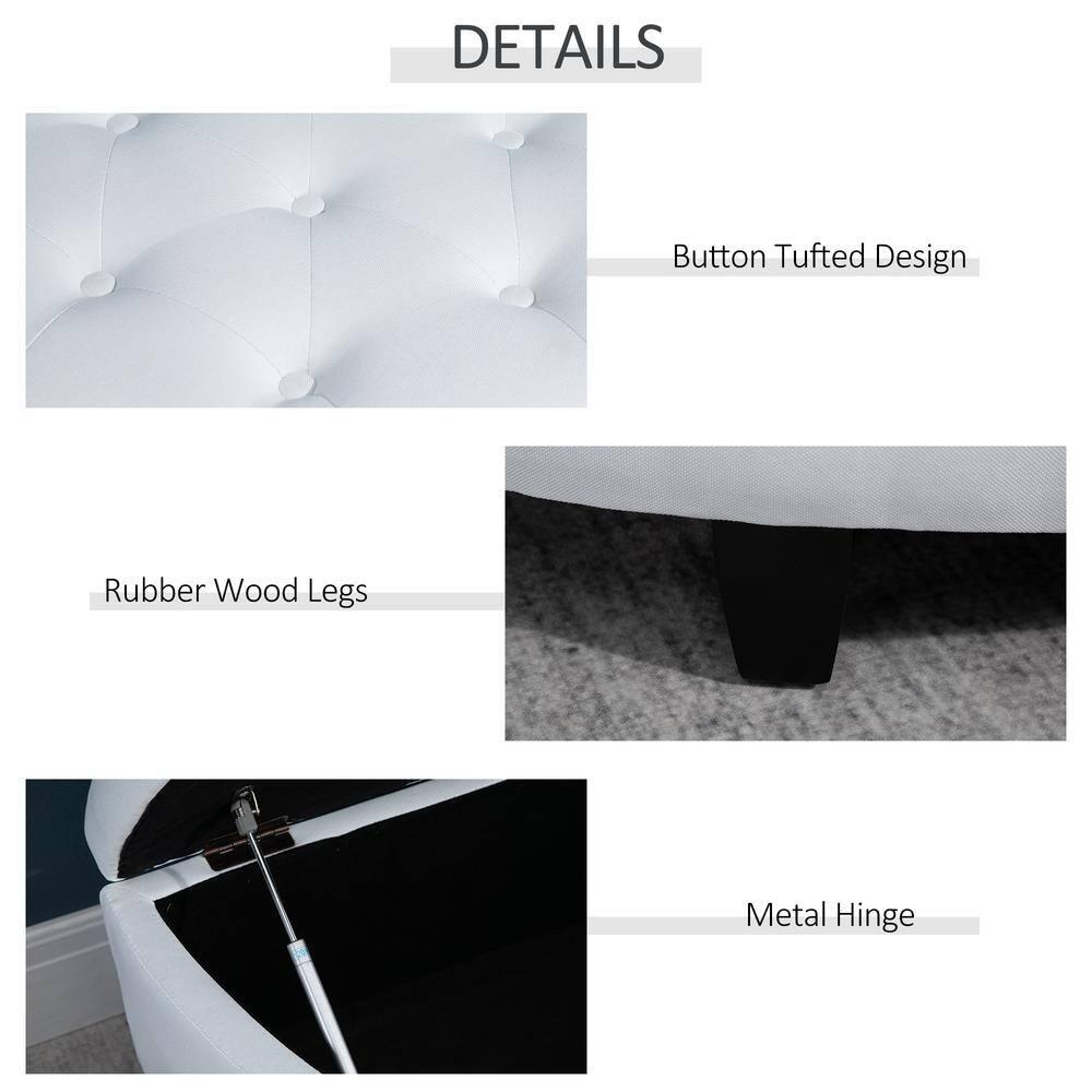 HOMCOM Half Moon Modern Luxurious Polyester Fabric Storage Ottoman Bench with Legs Lift Lid Thick Sponge Pad for Living Room, Entryway, Bedroom