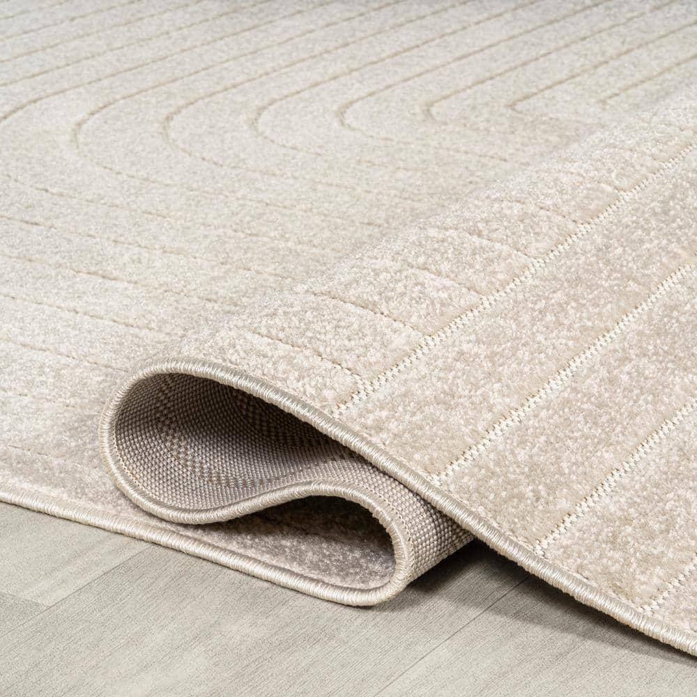 JONATHAN Y Odense High-Low Minimalist Angle Geometric Ivory/Cream 3 ft. x 5 ft. Indoor/Outdoor Area Rug