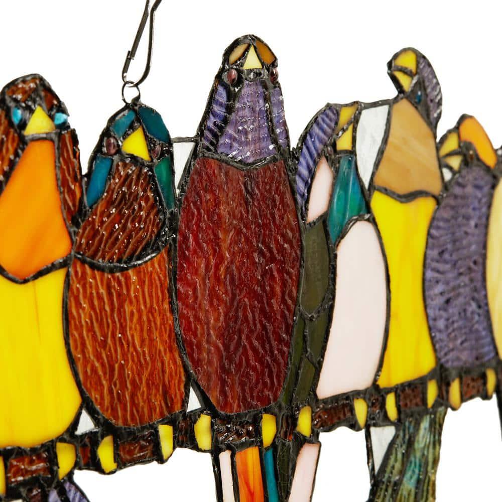 River of Goods  Stained Glass Birds on Wire 9.25-in. Window Panel - 24.25"L x 0.25"W x 9.5"H