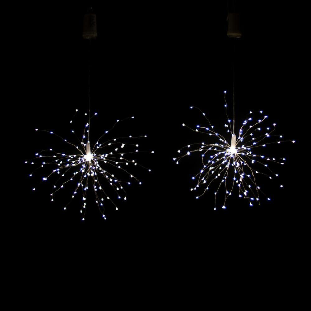 LumaBase Battery Operated Starburst Lights with Remote Control - Set of 2 (White)