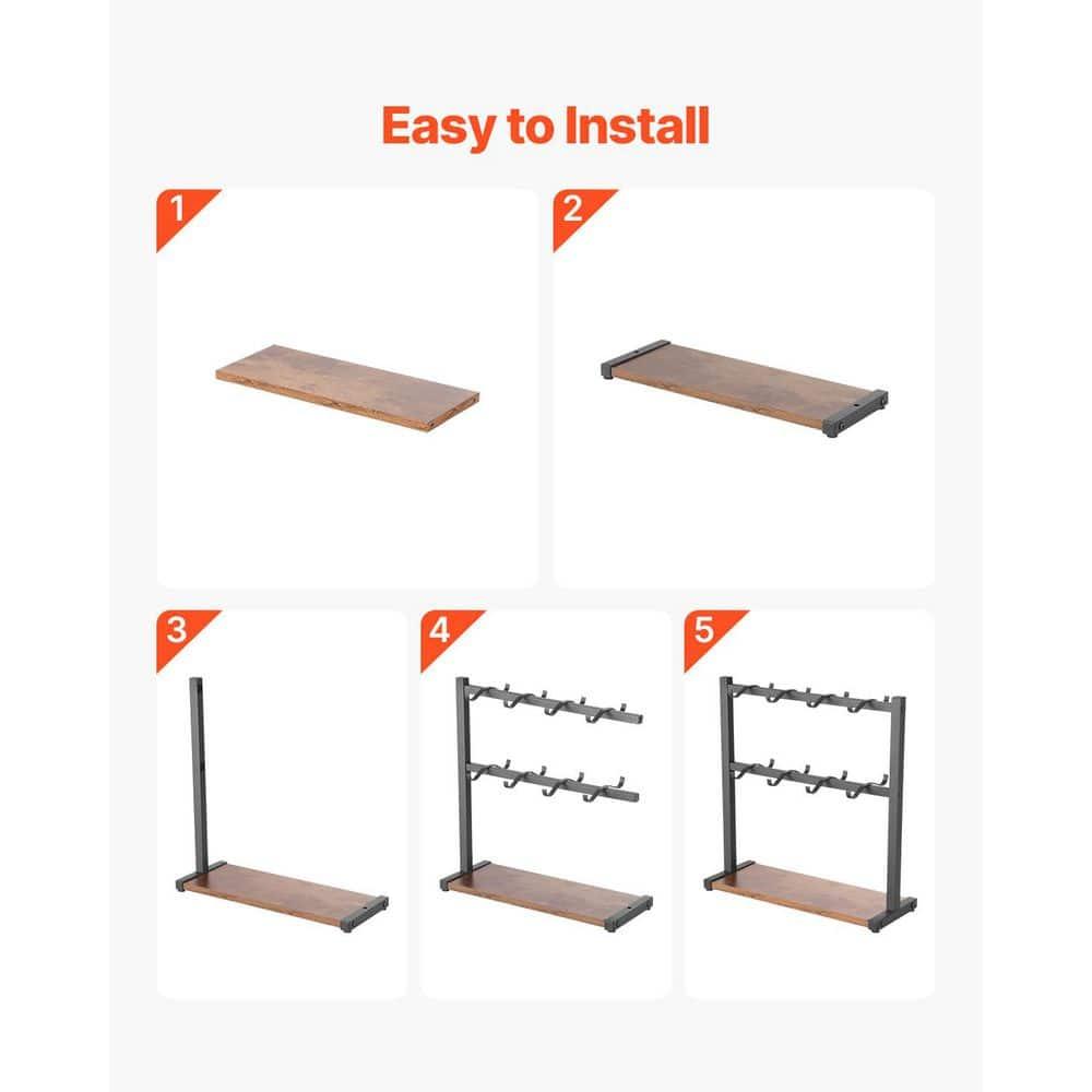 Coffee Mug Holder for Countertop, 16-Hooks Coffee Cup Holder with Storage Base, 2-Tier Mugs Tree Rack Carbon Steel