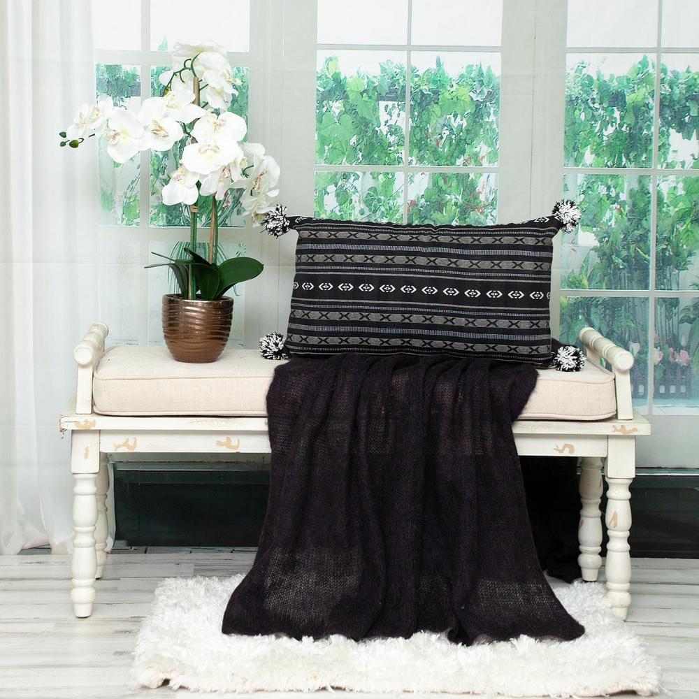 Parkland Collection Raven Pom-poms Cotton Reversible Throw Pillow