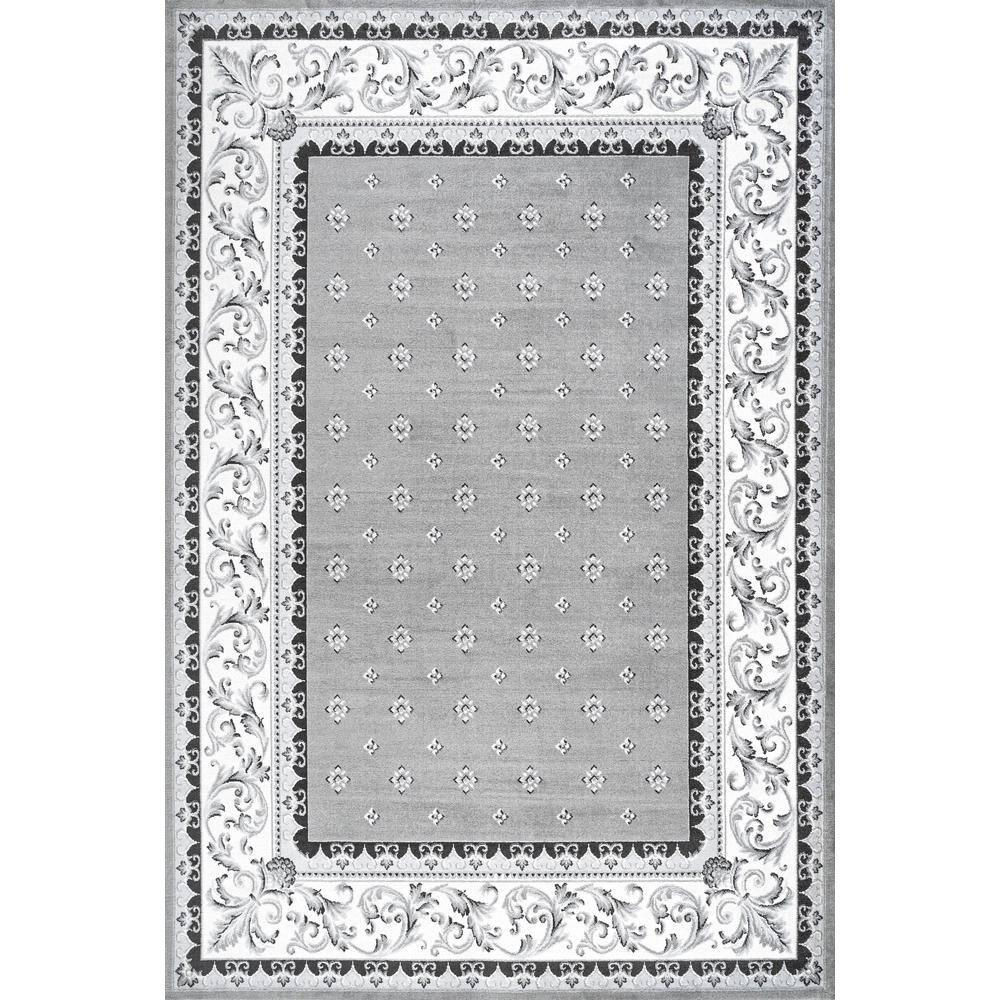 3'x 5' Acanthus French Border Area Rug, Gray/Cream - JONATHAN Y