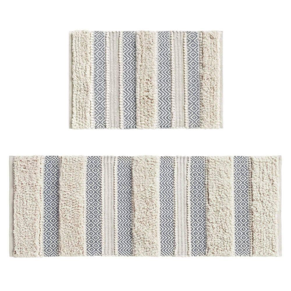 INK+IVY Asher Cotton Blend Bath Rug with Non-Slip Backing