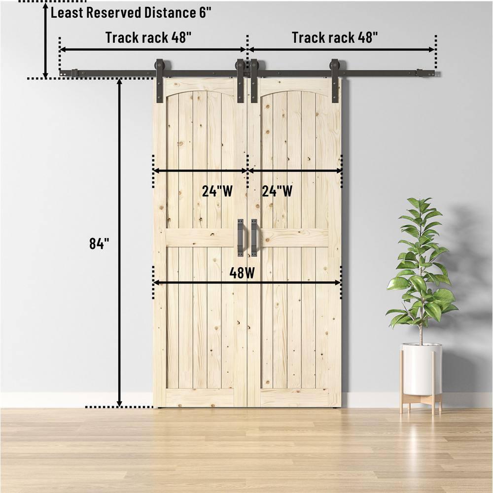 Unfinished Knotty Pine Wood Sliding Barn Door with Hardware Kit