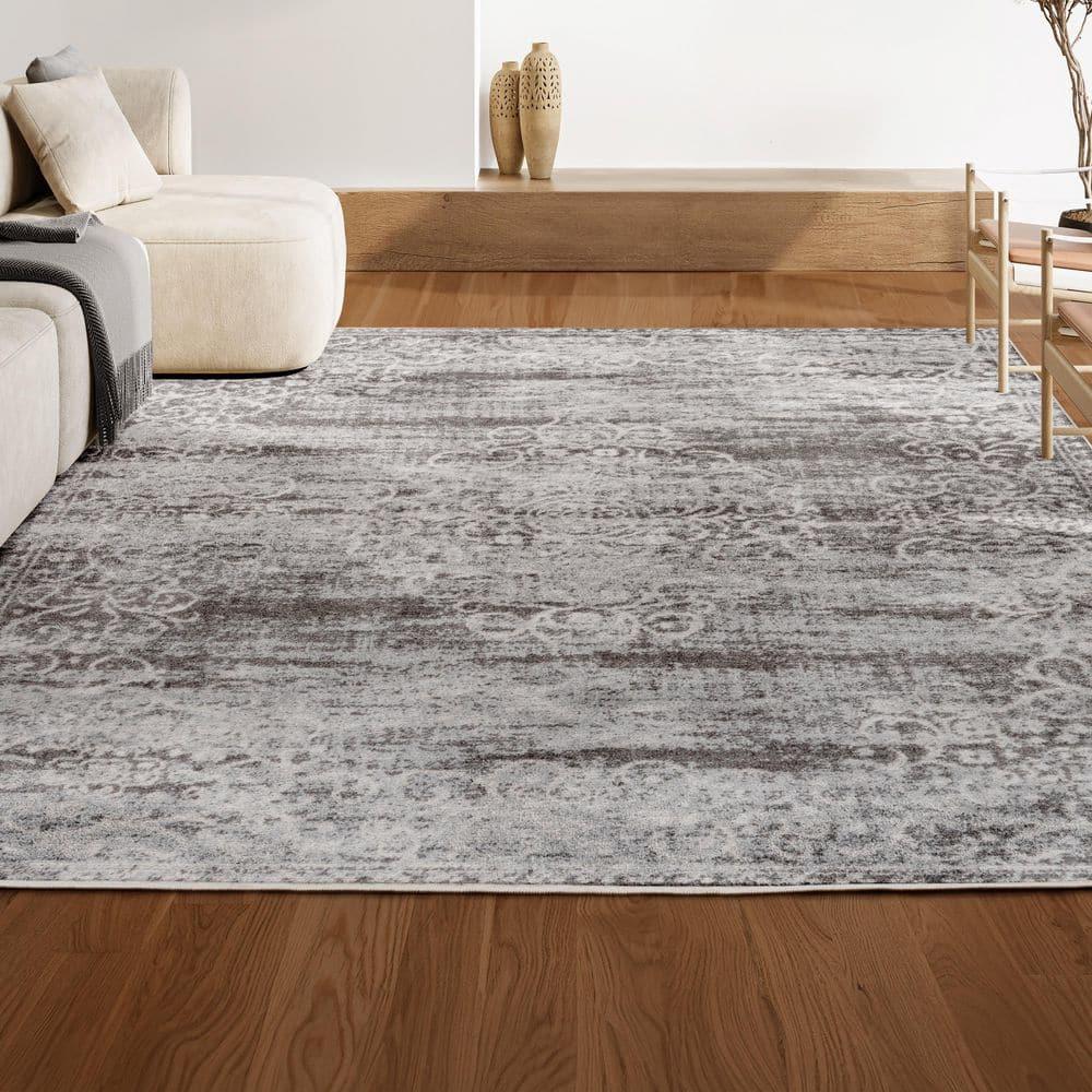 4'x6' Minori Filigree Medallion Area Rug, Light Gray/Cream - JONATHAN Y