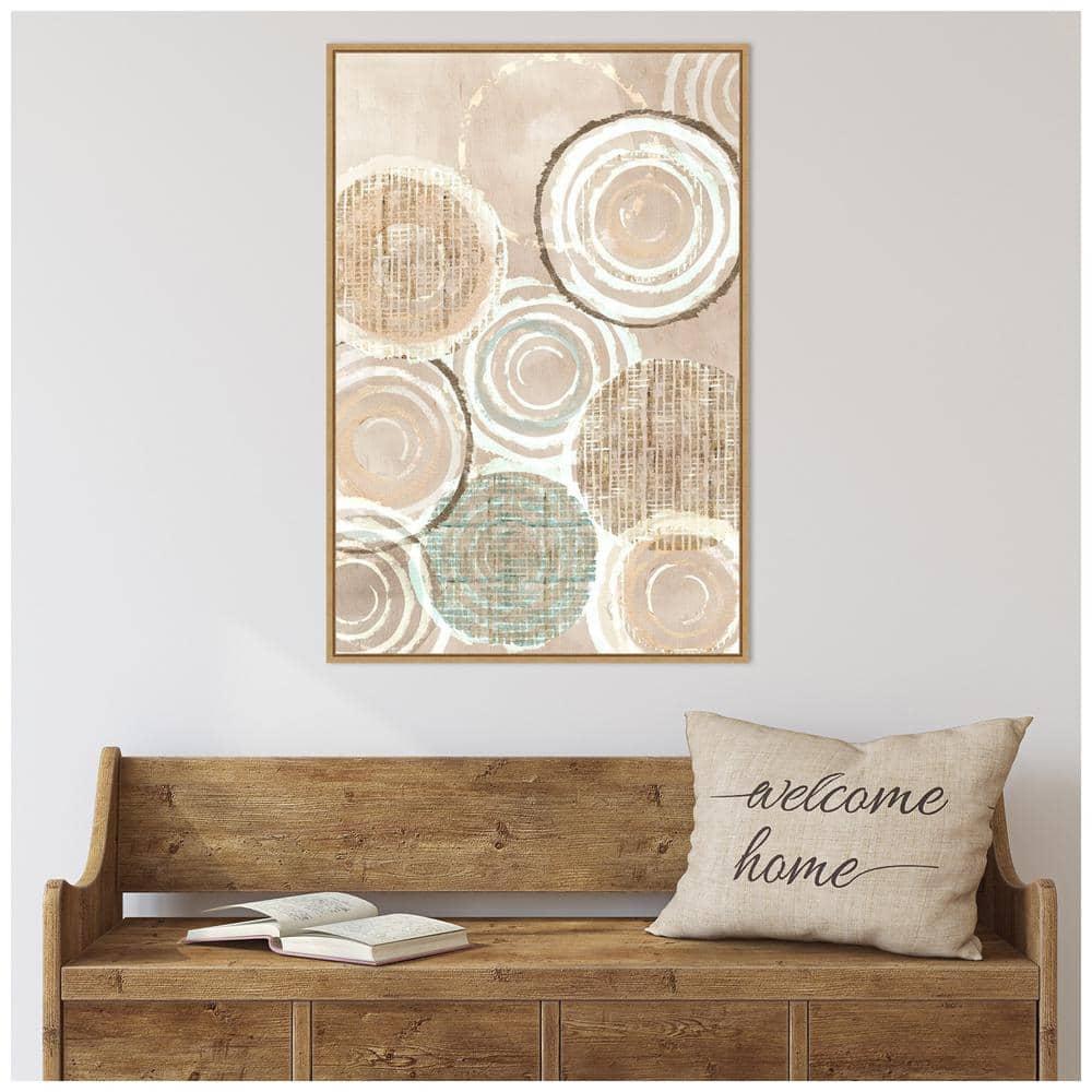 23" x 33" Neutral Woven Baskets II by Flora Kouta Framed Canvas Wall Art Print - Amanti Art: Modern Style, Polystyrene Frame