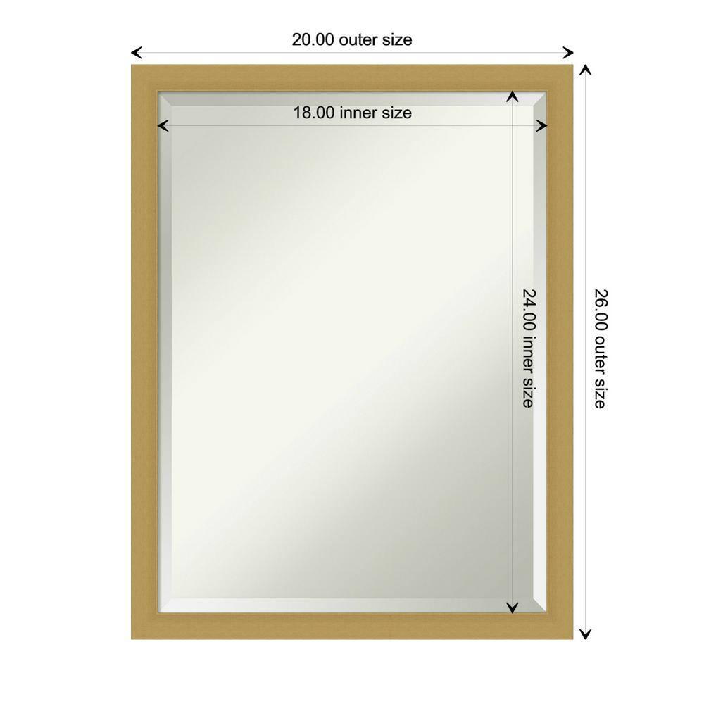 Amanti Art Espejo de Pared para Baño Biselado Marco Estrecho Cepillado Gracia Oro Cepillado Tamaño Exterior Estrecho: 20 x 26 en Dorado
