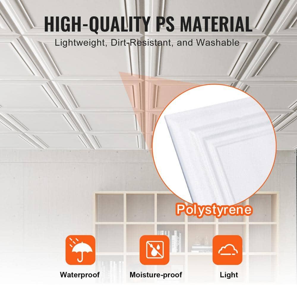 White Polystyrene 20" x 20" Ceiling Tiles, 16-Pack