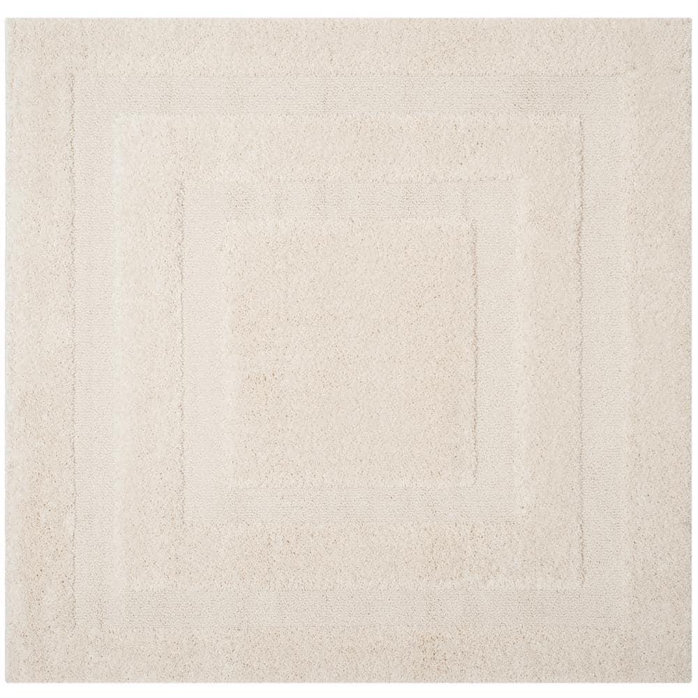 Florida Shag SG454 Power Loomed Indoor Area Rug - Creme/Creme - 4'x4' - Safavieh.