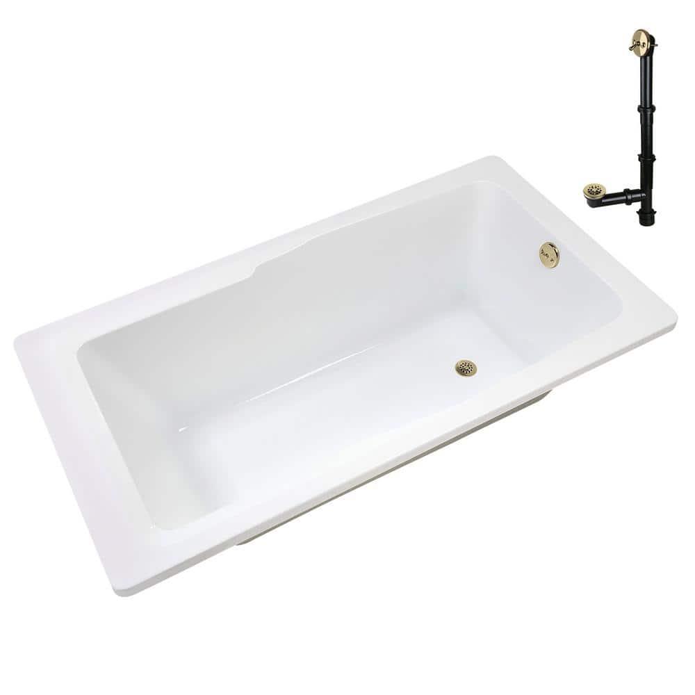 60'' x 32'' Acrylic Soaking Drop-In Bathtub, Drain Included