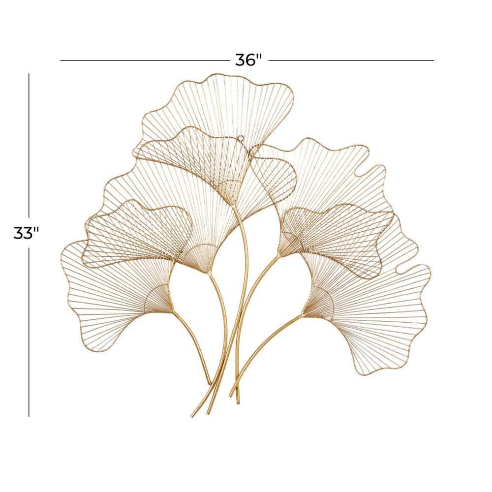 Floral Gold Metal Leaf Wall Décor, 36" X 33"