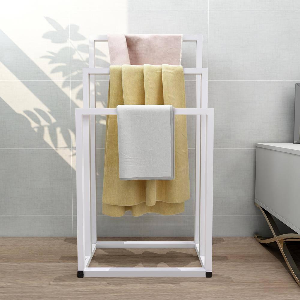 Kselythan 3 Tiers Metal Towel Rack, Freestanding Towel Rack, Blanket Drying Stand Holder for Outdoor Pool Bedroom Living Room Bathroom