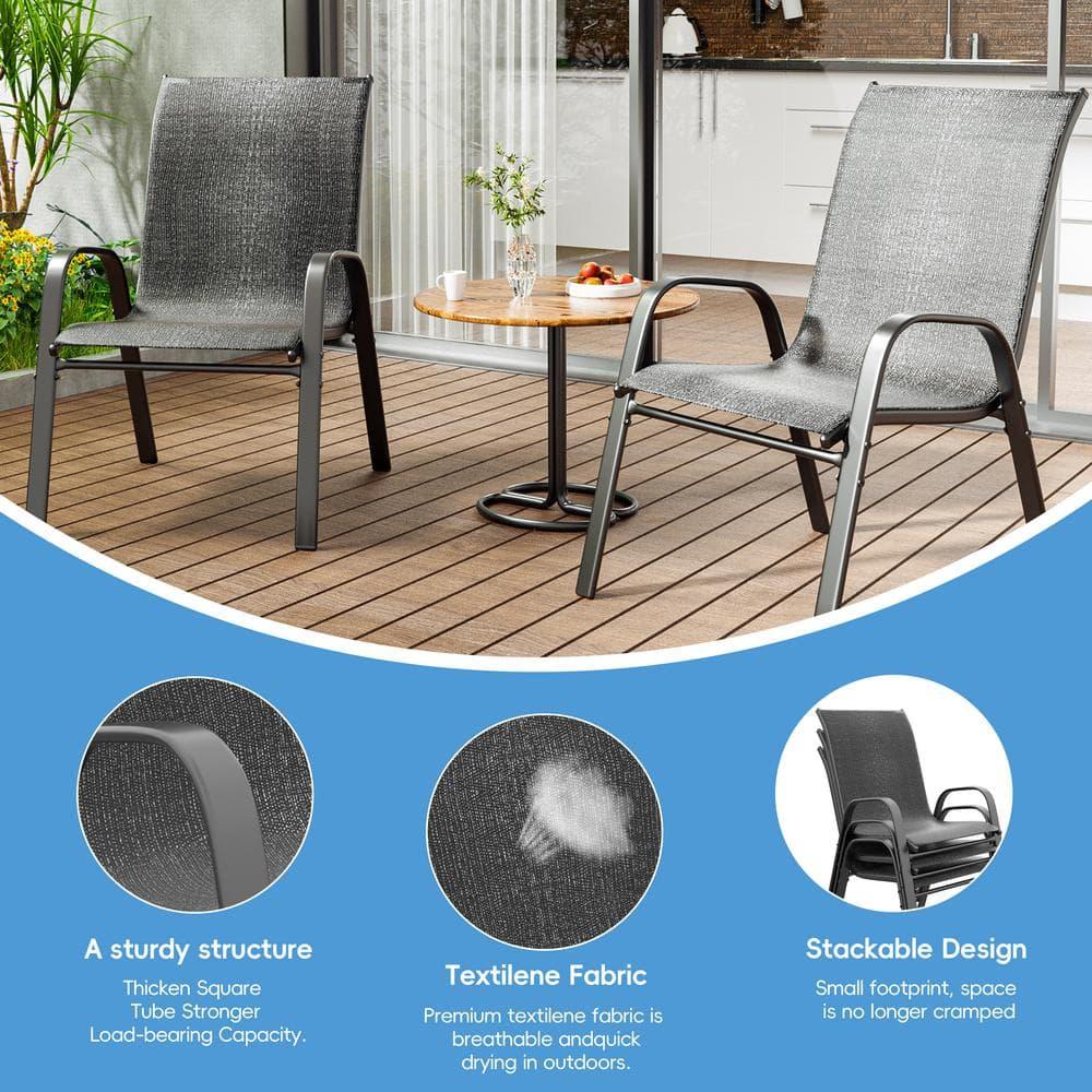 Tolead Outdoor Patio Dining Arm Chairs - Set of 4, Gray