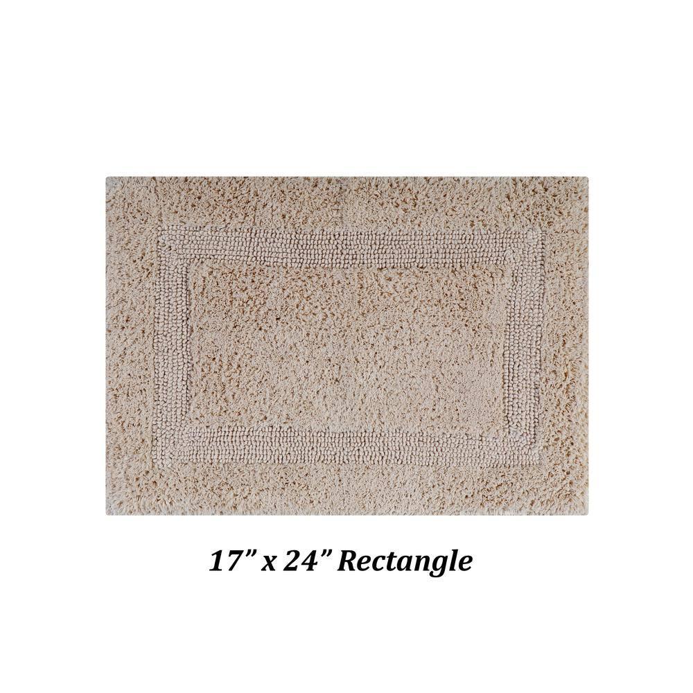 Better Trends Lux 100% Cotton Tufted Solid Reversible Bath Rug Set 2 PC (17" x 24" | 21" x 34") - Sand