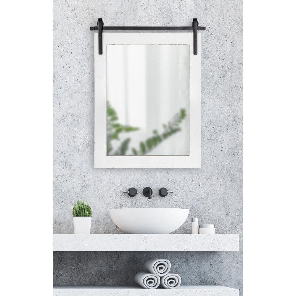 22" x 30" Cates Rectangle Wall Mirror White - Kate & Laurel All Things Decor: Farmhouse Style, No Assembly Required