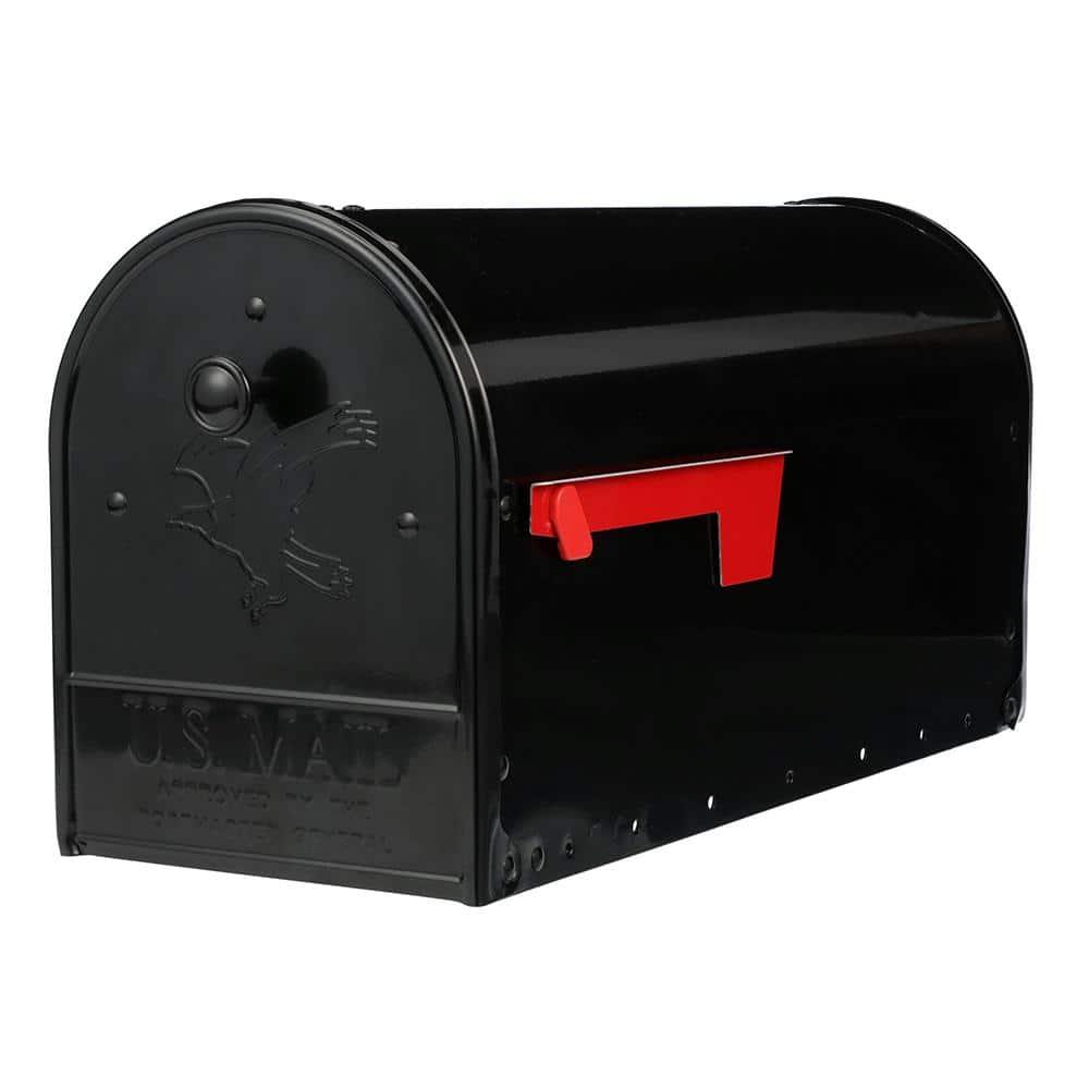 Large Black Steel Double Door Post Mount Mailbox