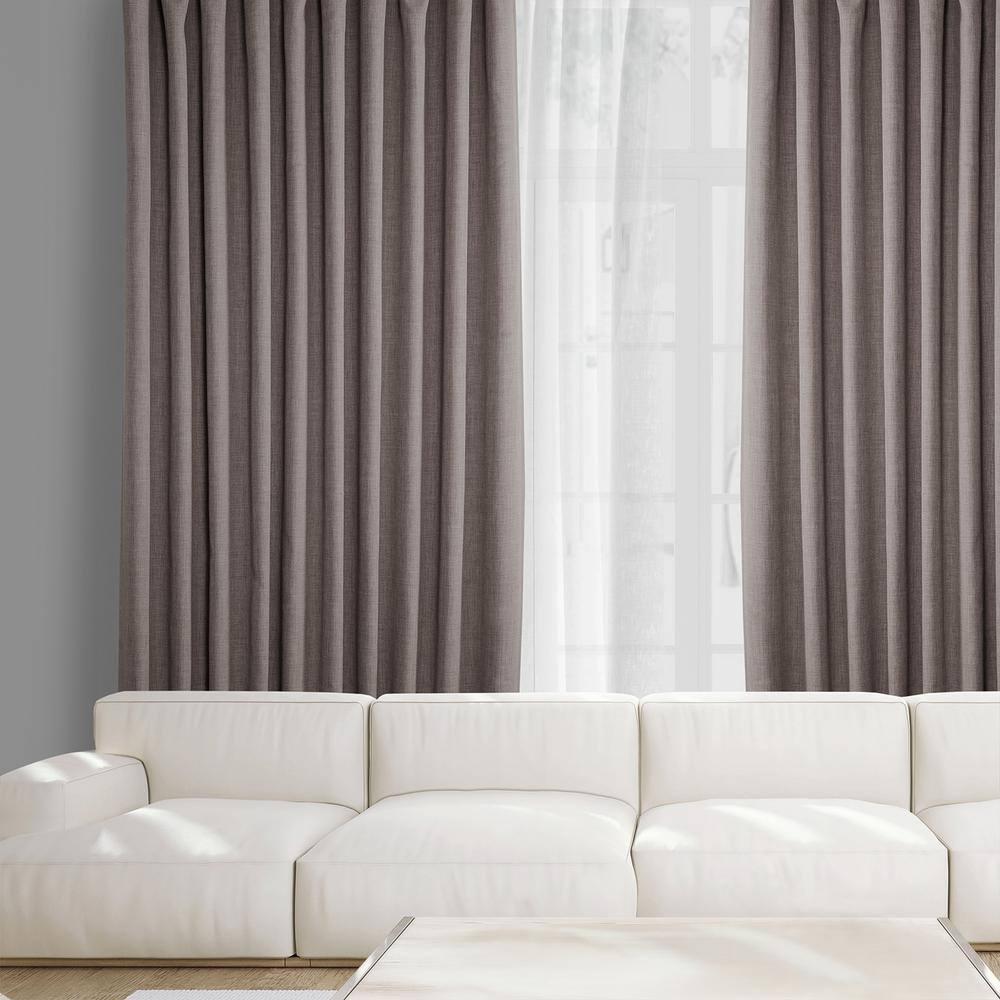 HPD Half Price Drapes Mink Extra Wide Faux Linen Room Darkening Curtains for Bedroom & Living Room Curtains (1 Panel), Door & Window Curtains 84 inch length, Rod Pocket Curtains & drapes, 50W X 108L