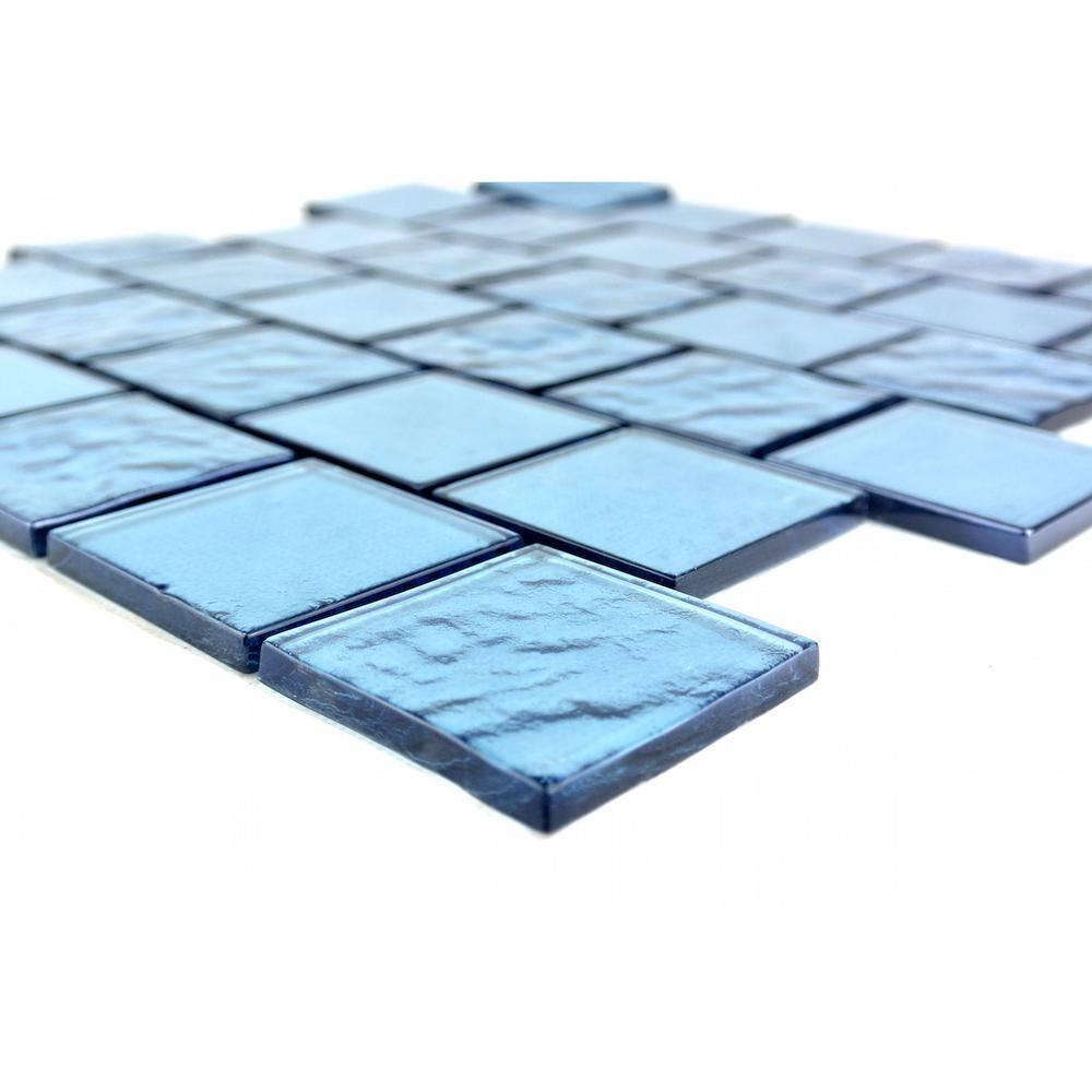 Landscape 2 in. x 2 in. Translucent Glass Plastic Face Mounted Brick Mosaic Designer Pool Tile