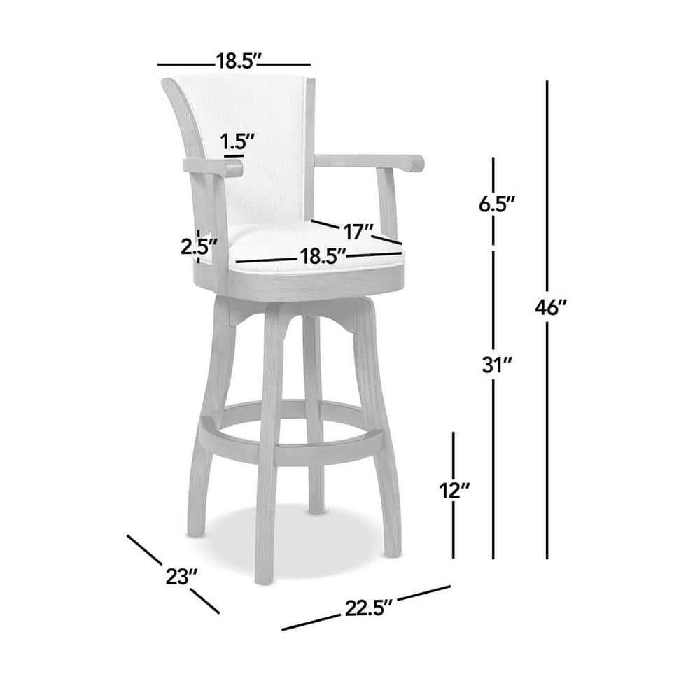 Jennifer Taylor Home Williams 31" Swivel Bar Stool with Armrests Heathered Grey