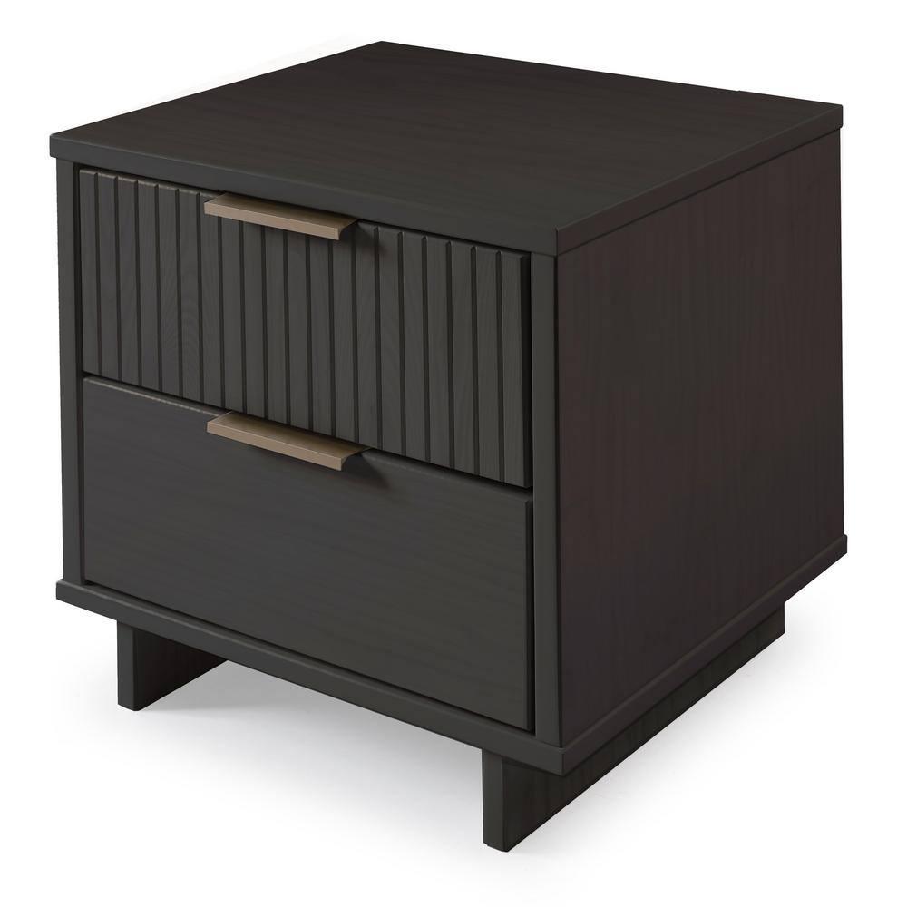 Manhattan Comfort Granville Engineered Wood Nightstand 2.0 in Dark Gray