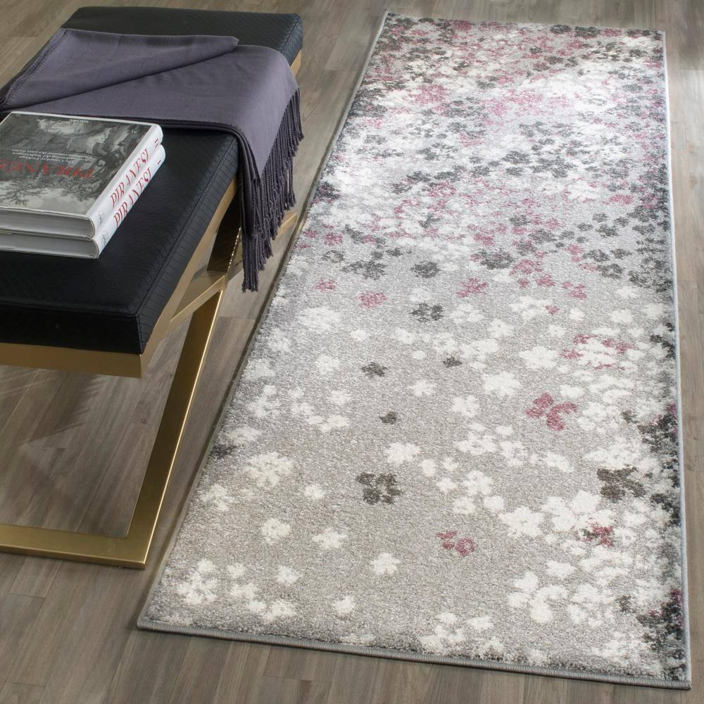 Adirondack ADR115 Machine Made Indoor Runner - Light Grey/Purple - 2'-6"x6' - Safavieh