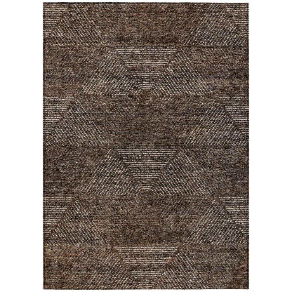 Addison Rugs Chantille Indoor/Outdoor Transitional Geometric Brown Washable Rectangle Rug, 2'6" x 3'10"