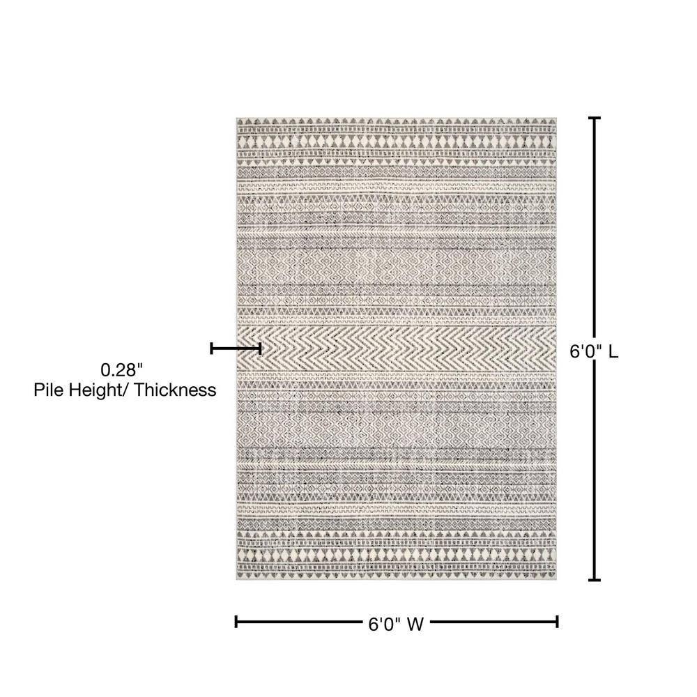 Nuloom Catherina Trellis 6 Square Indoor Area Rug for Living Room Bedroom Dining Room Kitchen, Grey/Ivory