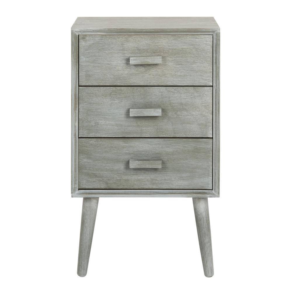 Pomona 3 Drawer Accent Table - CHS5700 - Slate Grey - Safavieh