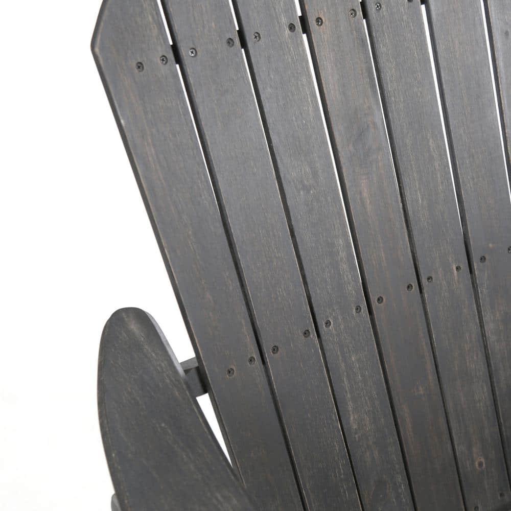 Ariel Outdoor Acacia Wood Adirondack Rocking Chair, Dark Grey