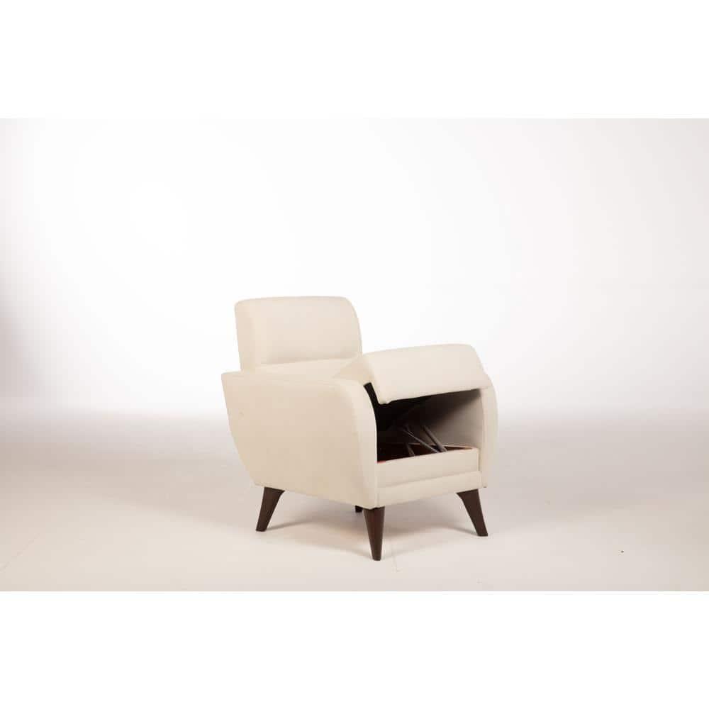 Lugano Mid-Century Modern Beige Accent Chair with Storage