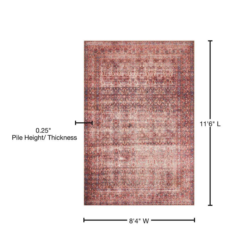 Loren Eggplant/Crimson 8 ft. 4 in. x 11 ft. 6 in. Distressed Bohemian Printed Area Rug