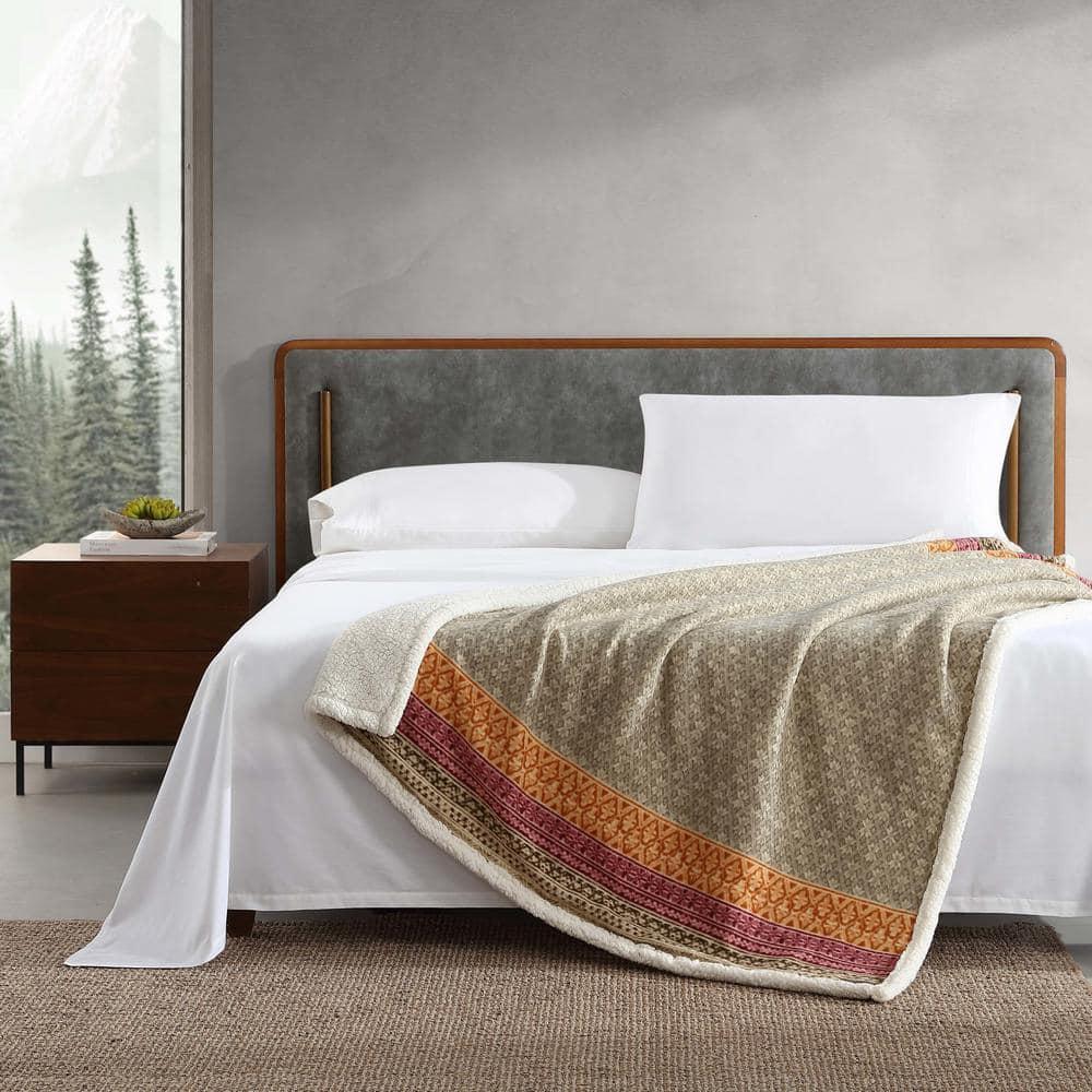 Eddie Bauer Eddie Bauer Printed Plush Fleece/Sherpa Oversized Throw Blanket