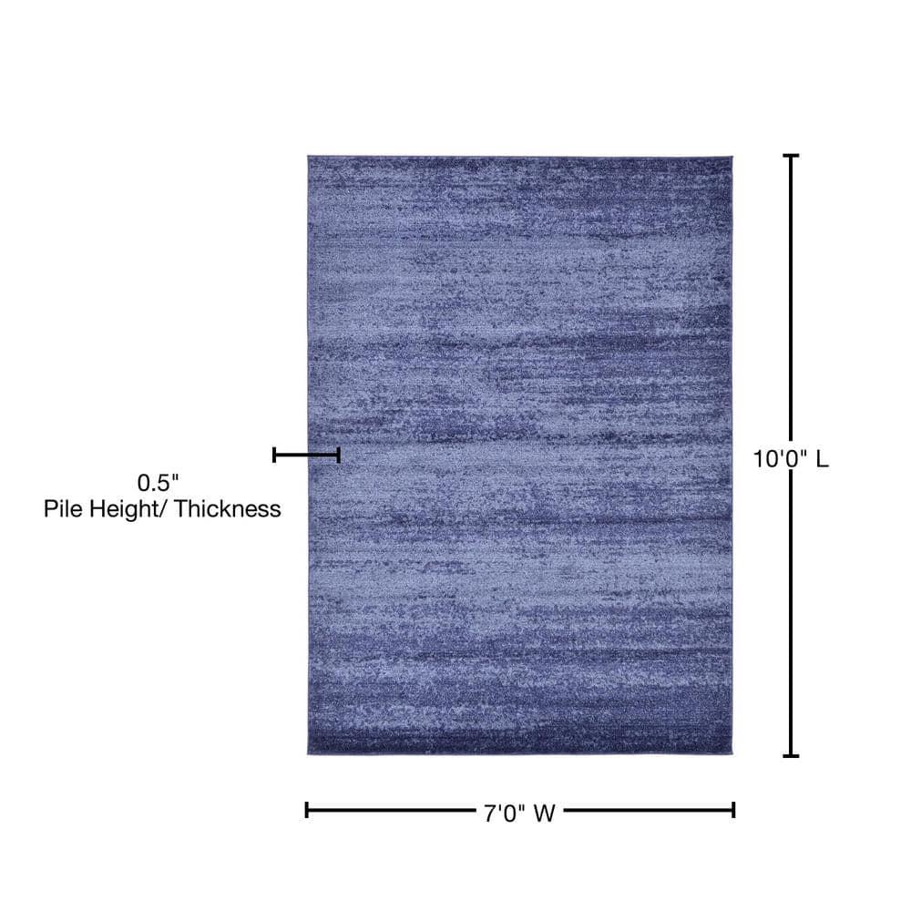 Unique Loom Del Mar Collection Area Rug - Lucille (7' 1" x 10' Rectangle Navy Blue/Ivory)