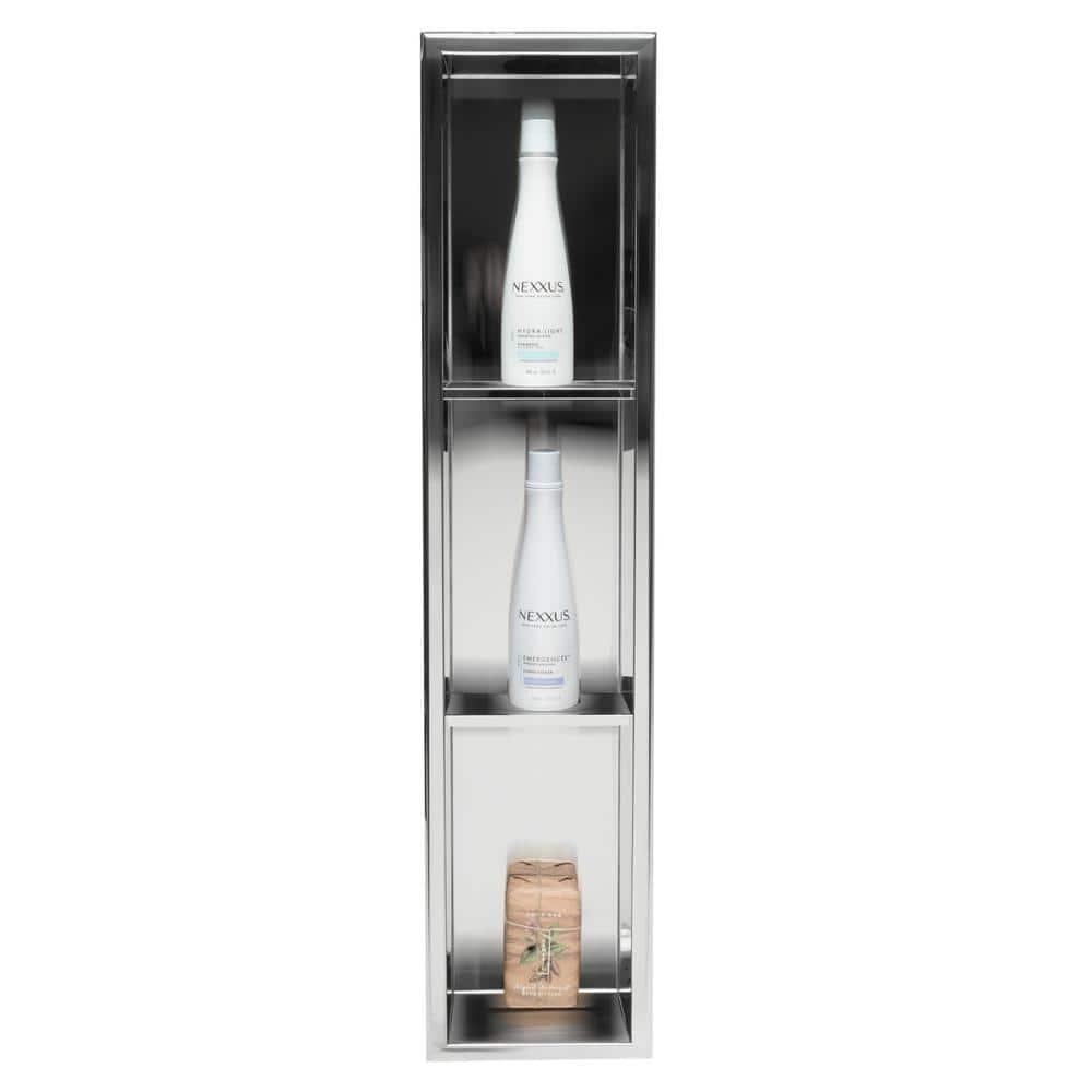 Vertical Stainless Steel Triple Shower Niche