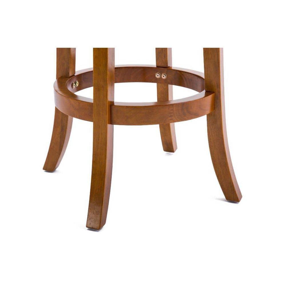 24" Palmetto Swivel Hardwood Counter Height Barstool Fruitwood - Boraam: Upholstered, Curved Back