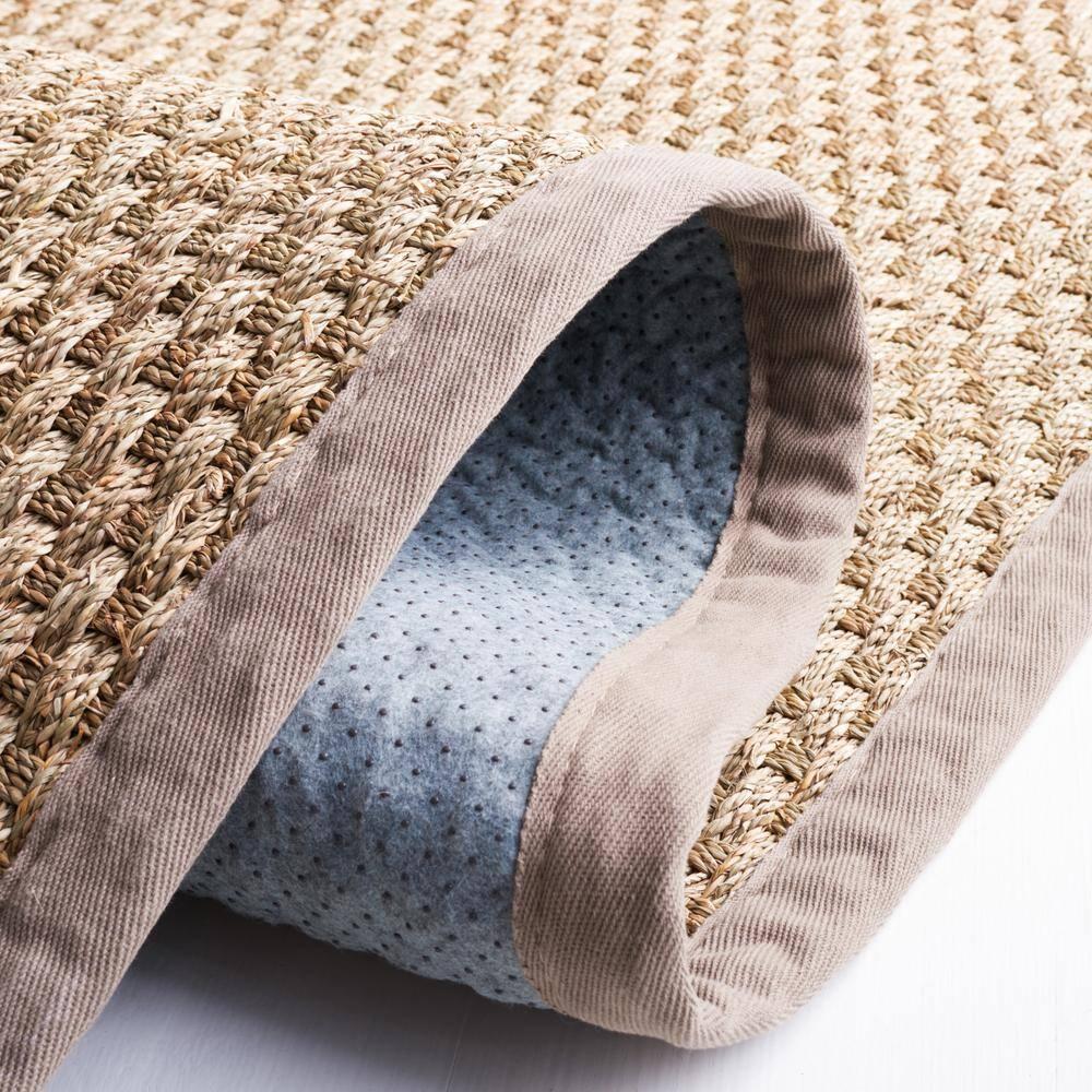 SAFAVIEH Natural Fiber Arbor Border Area Rug, Natural/Grey, 11' x 15'