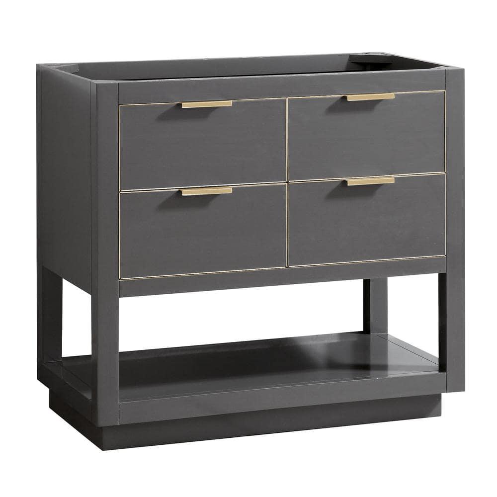 Allie Twilight Gray Solid Wood 36" Vanity with Matte Gold Trim