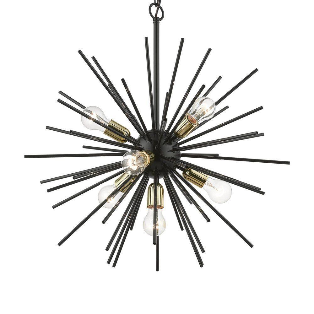 Livex Lighting Tribeca 7 - Light Pendant in  Shiny Black/Polished Brass