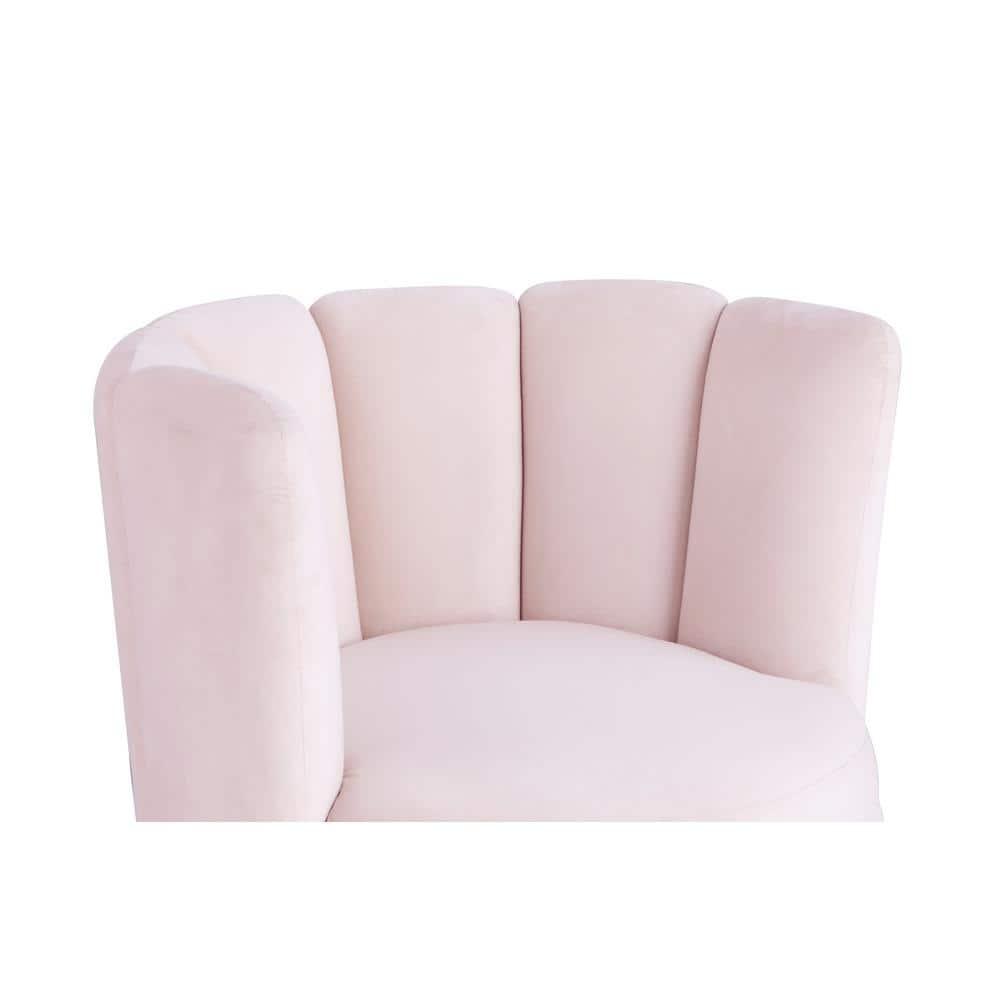 Ellis Velvet Upholstered Swivel Accent Chair in Pink Velvet
