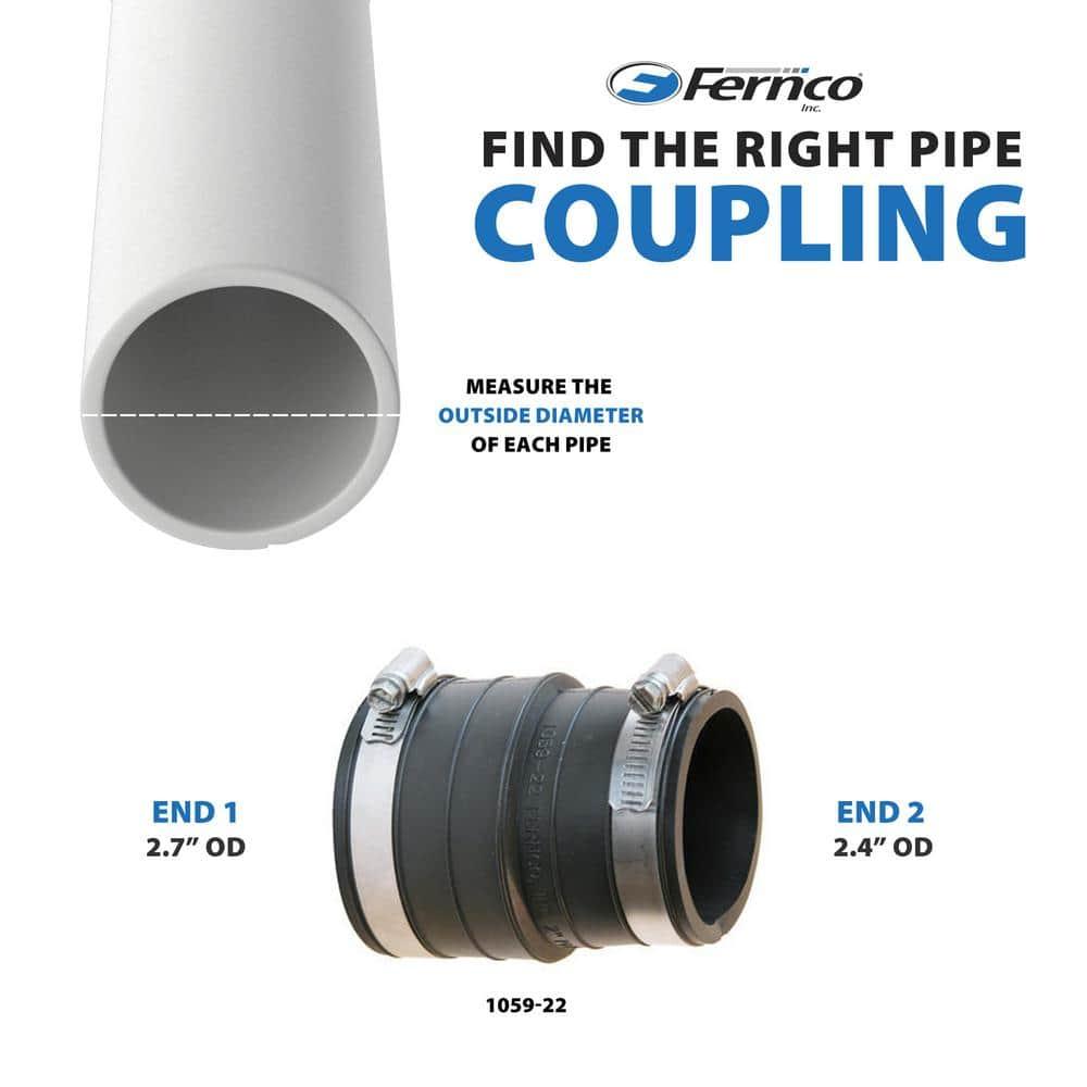 Fernco P1059-22 2-Inch by 2-Inch Rubber Flexible Coupling Repair Fitting