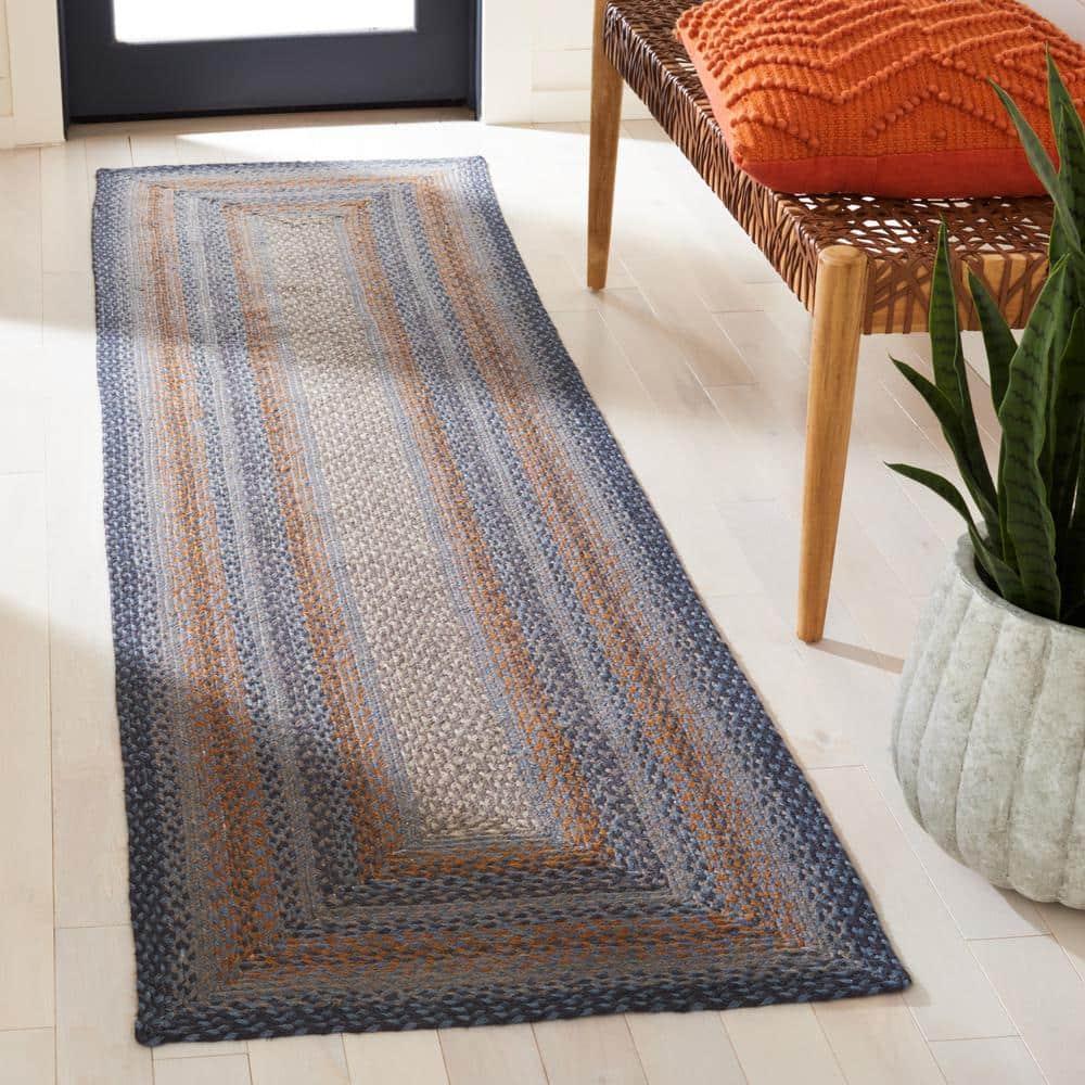 Braided BRD652 Flat Weave Indoor Runner Rug - Grey/Brown - 2'3"x8' - Safavieh