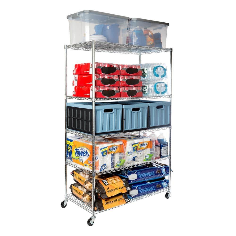 UltraDurable 24" D 5-Tier NSF-Certified Steel Shelving with Wheels