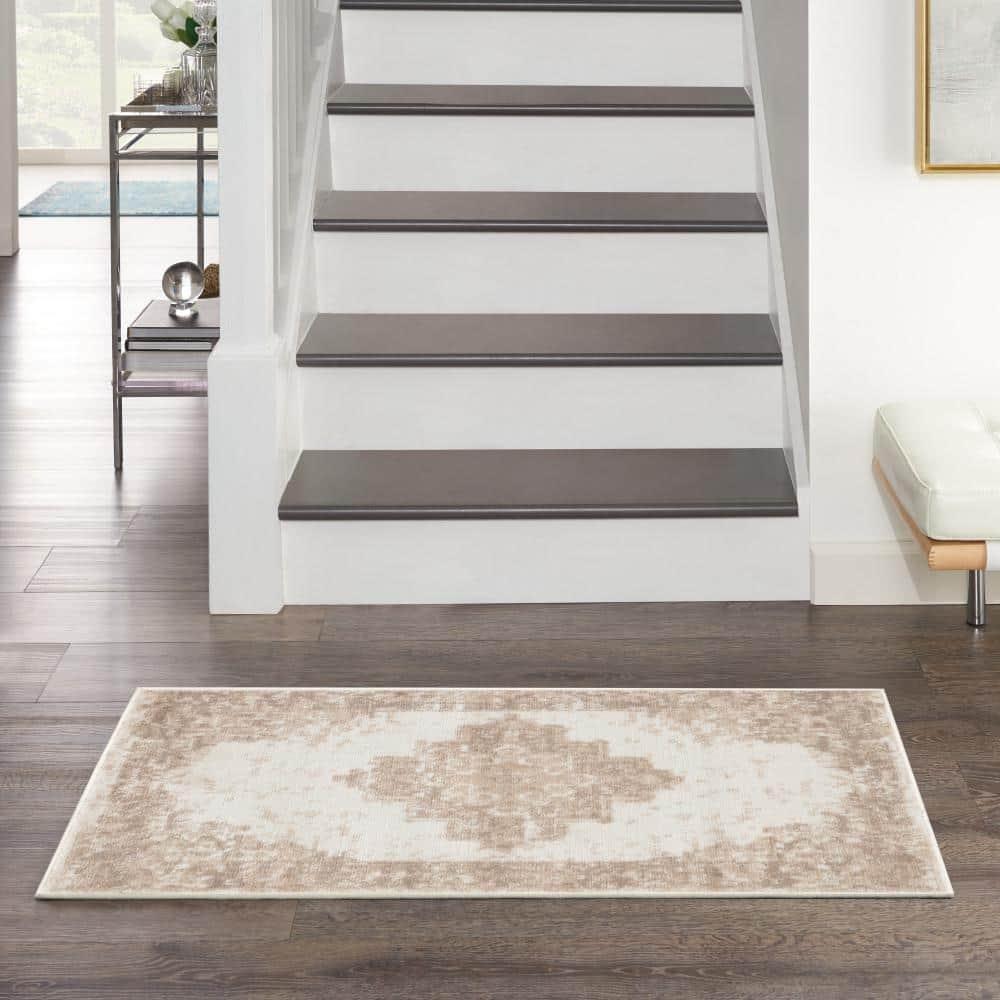 Nourison Grafix Center Medallion Area Rug Ivory Beige 2' x 4'